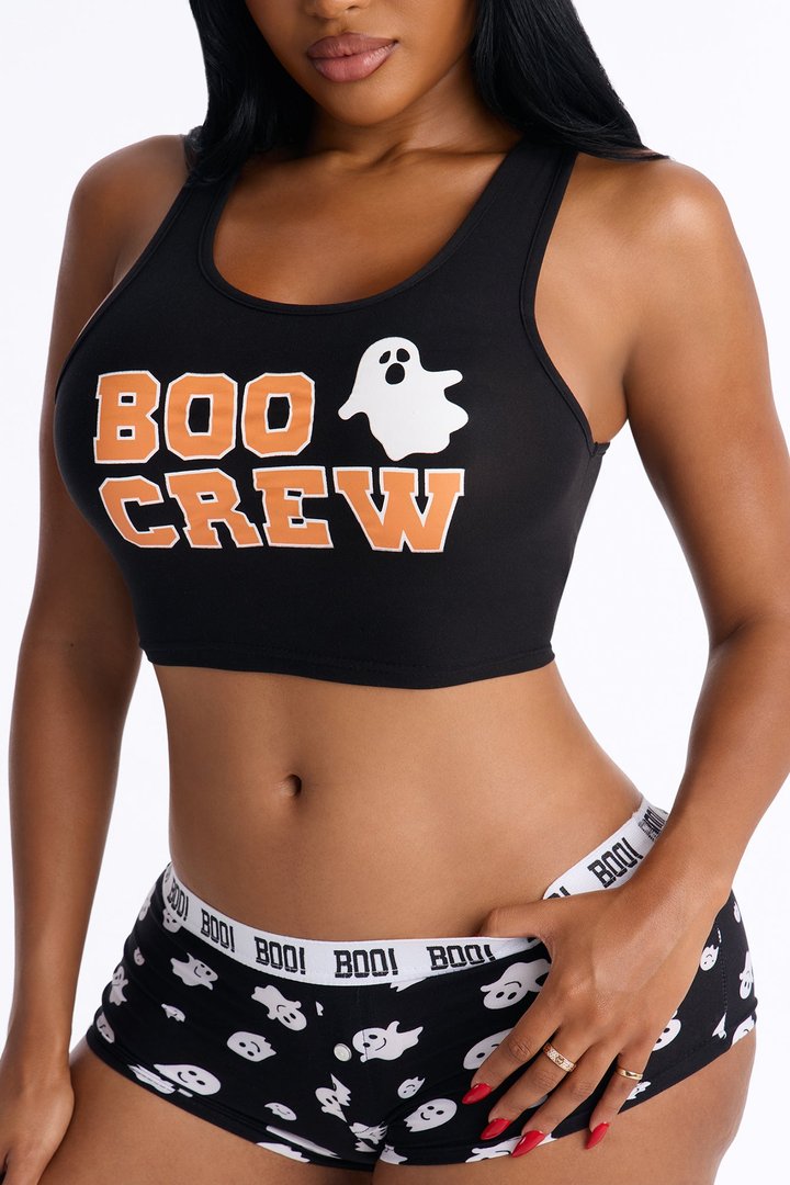 The Boo Crew Halloween 2 Piece Tank & Boyshort Set - Black/combo
