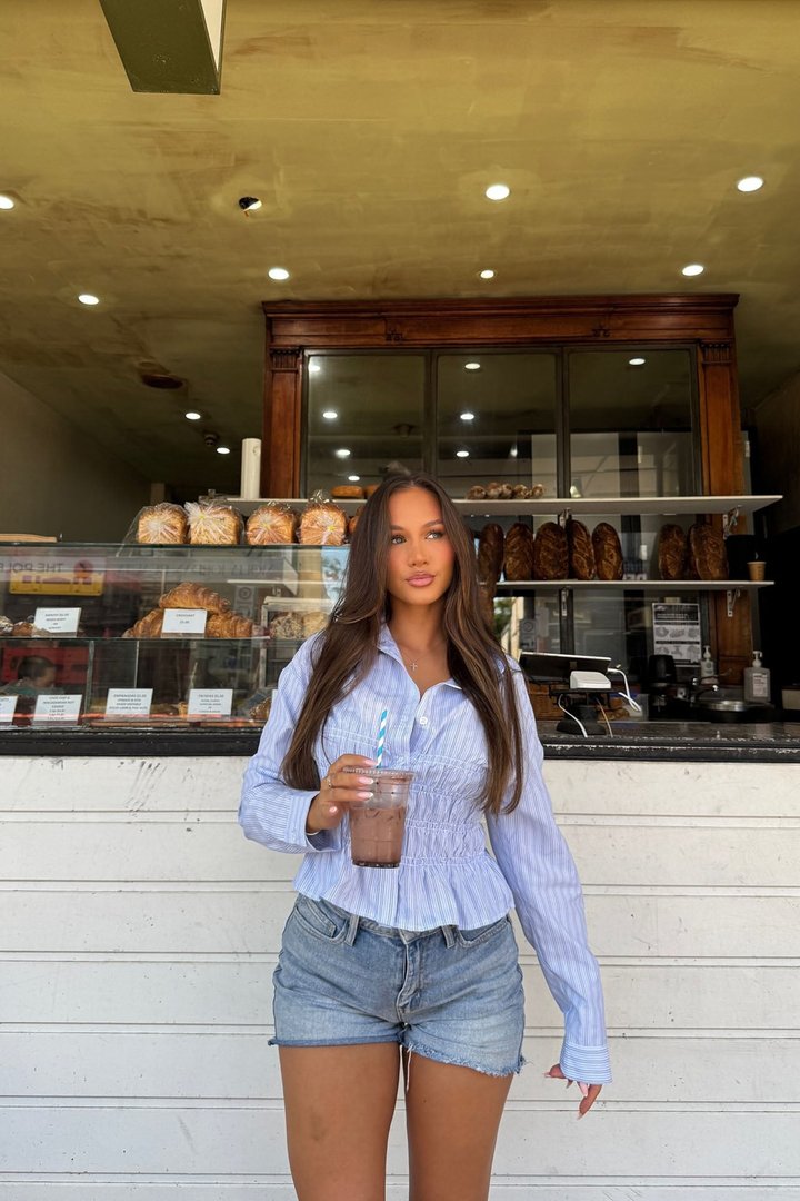 Focused On Me Striped Shirt - White/Blue