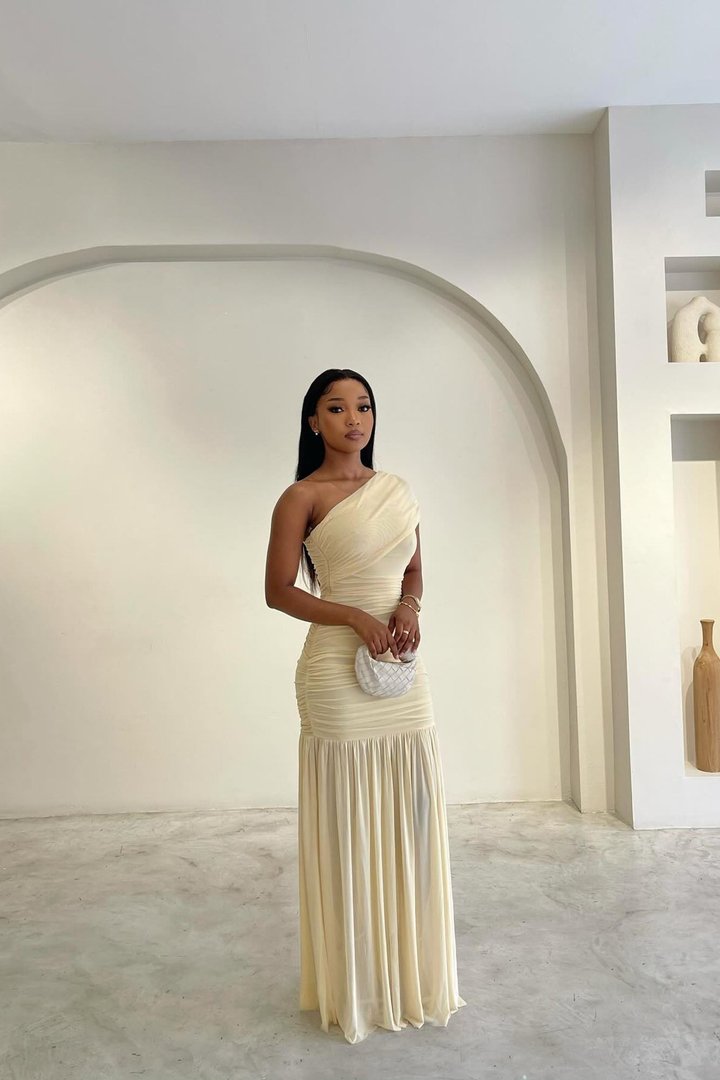 Ellen Mesh Maxi Dress - Butter Yellow