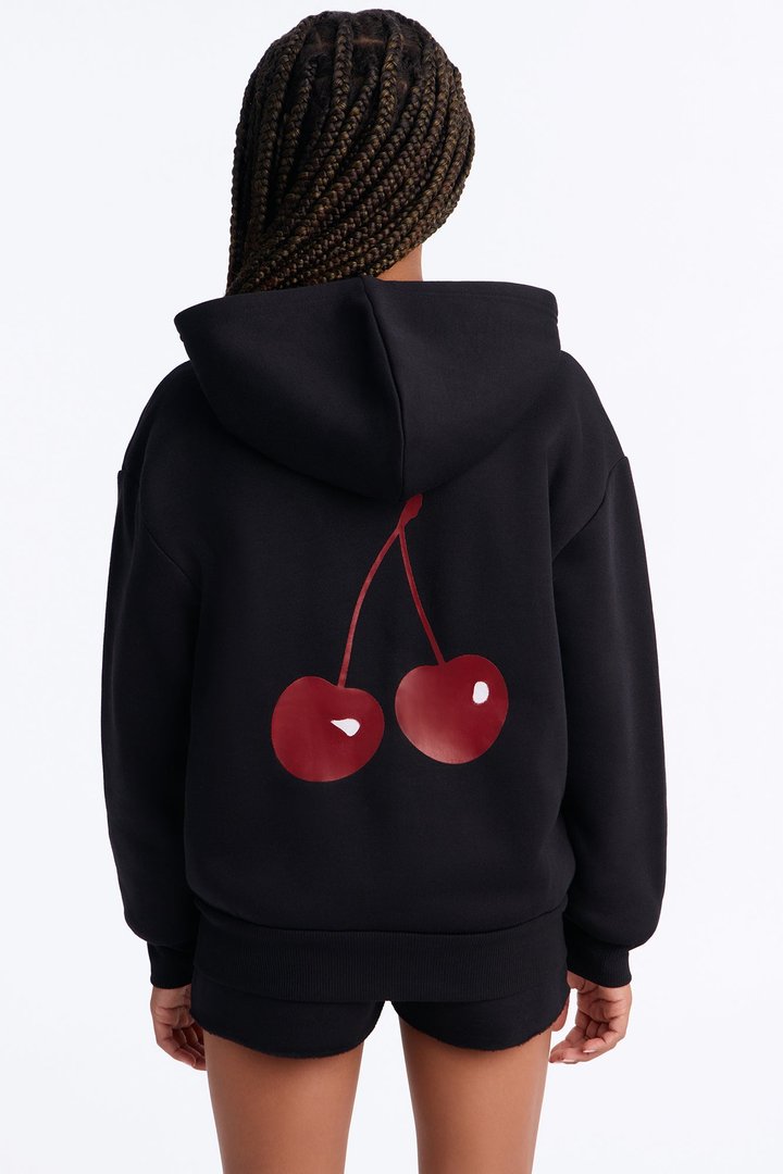 Mini Cherry Taste Fleece Short Set - Black