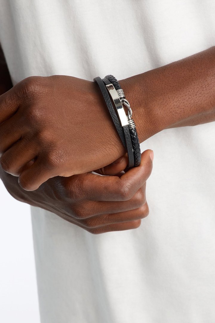 Hades Multi Faux Leather Bracelet - Black