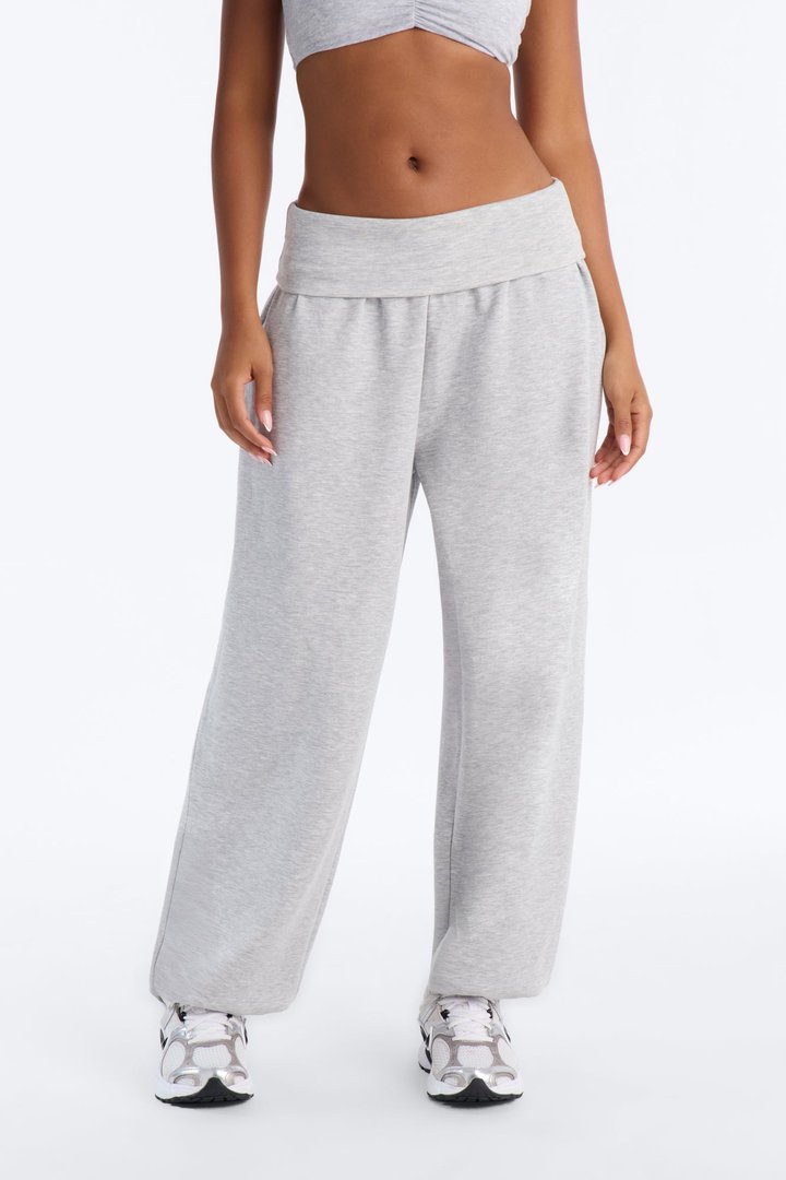 Cora Foldover Waist Jogger Pant - Heather Grey
