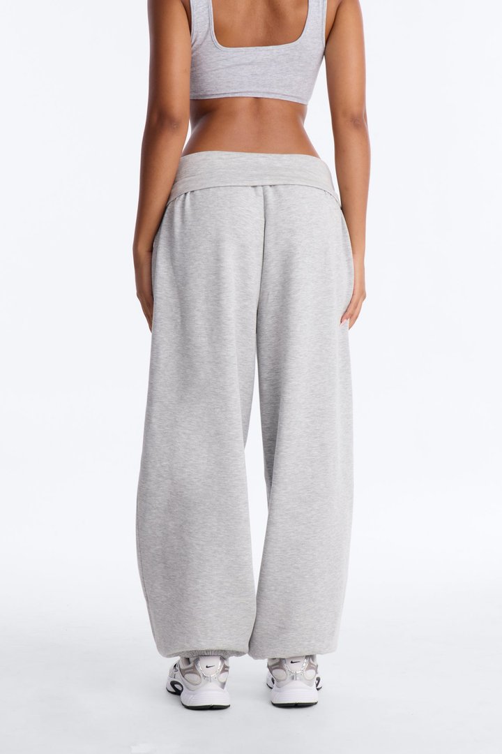 Cora Foldover Waist Jogger Pant - Heather Grey
