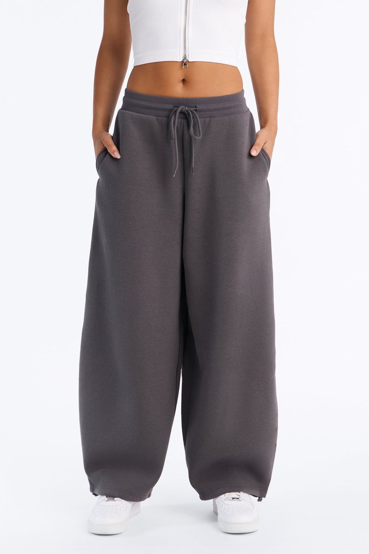 Relax Super Wide Leg Fleece Bungee Pant - Charcoal