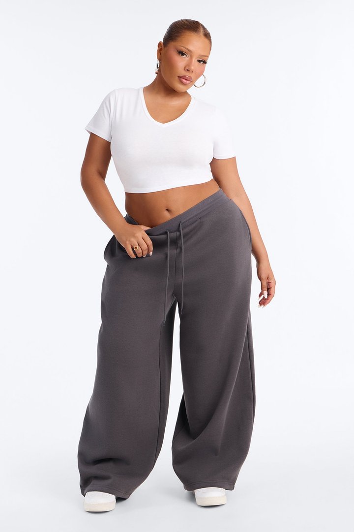 Relax Super Wide Leg Fleece Bungee Pant - Charcoal