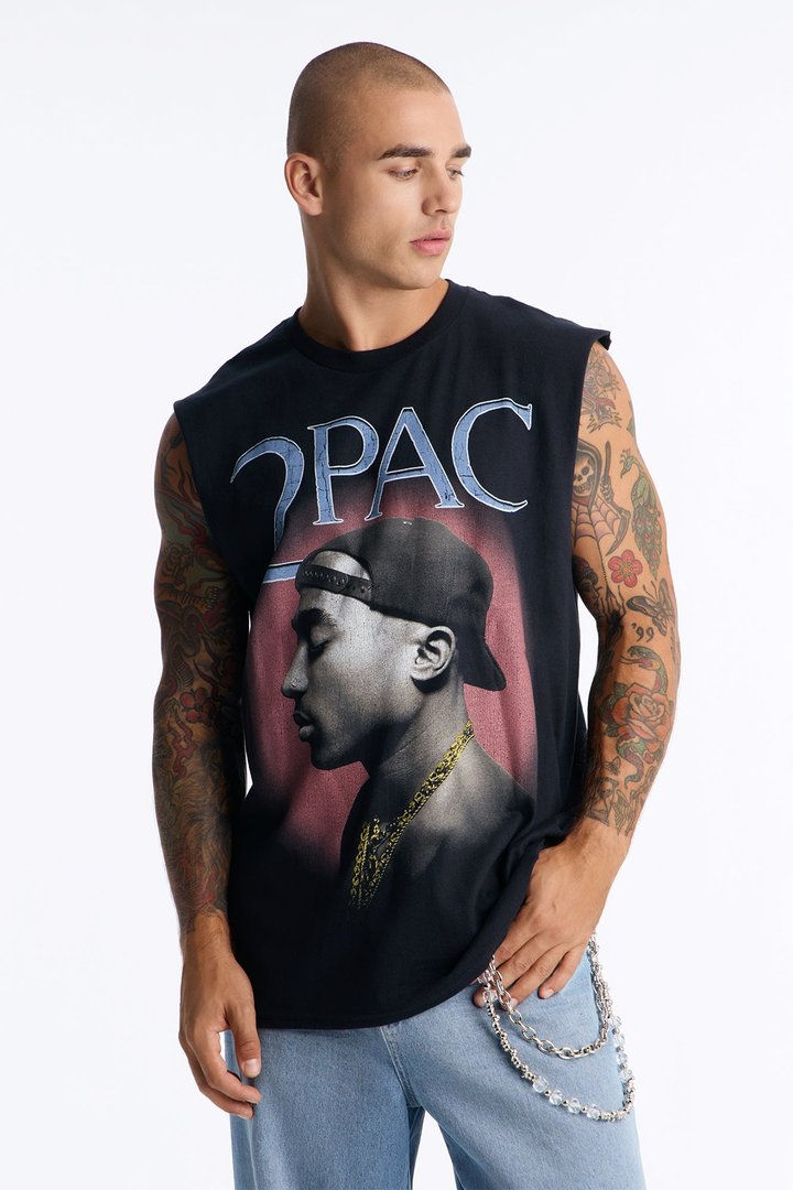 2pac Oversized Muscle Tee - Black