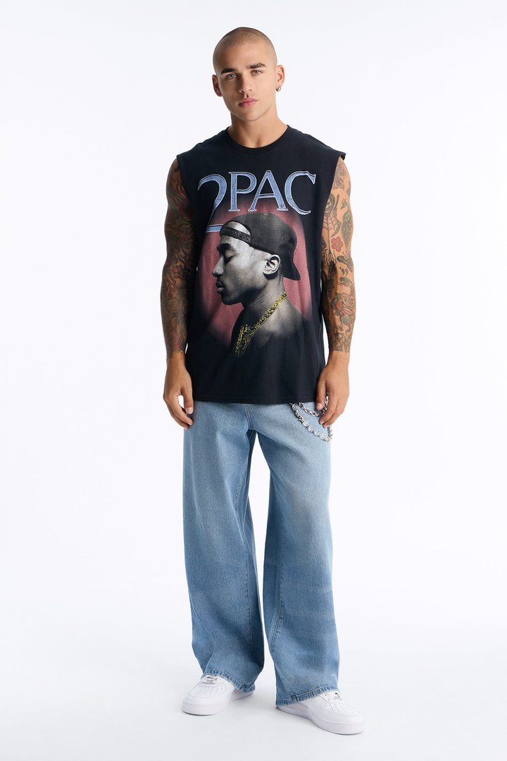2pac Oversized Muscle Tee - Black