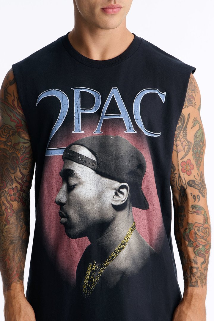 2pac Oversized Muscle Tee - Black