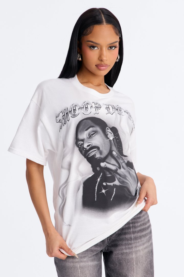 Snoop Dogg Airbrushed Oversized Tee - White