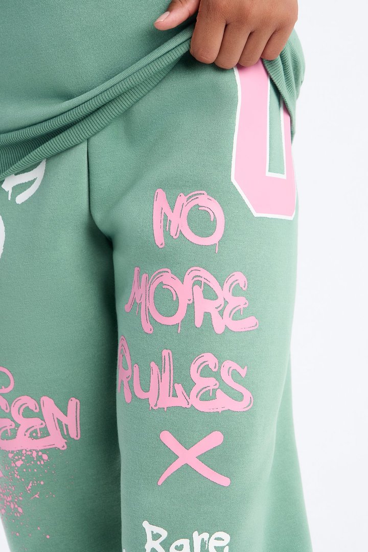 Mini No More Rules Jogger Pant Set - Green