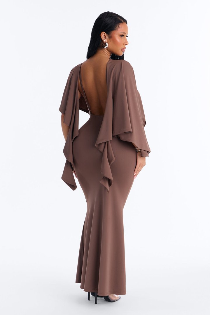 Sloane Backless Maxi Dress - Mocha