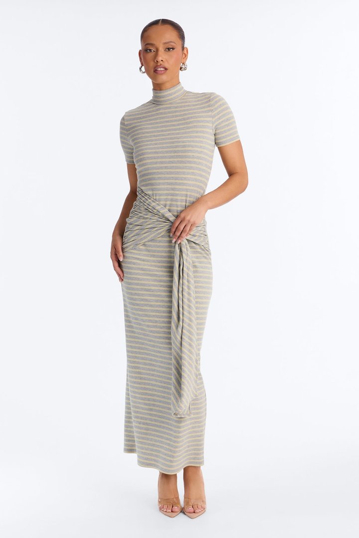 Montecito Ready Striped Ribbed Maxi Dress - Grey/combo