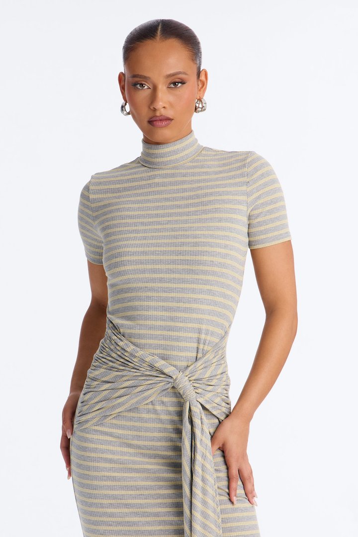 Montecito Ready Striped Ribbed Maxi Dress - Grey/combo