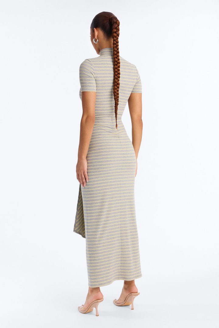 Montecito Ready Striped Ribbed Maxi Dress - Grey/combo