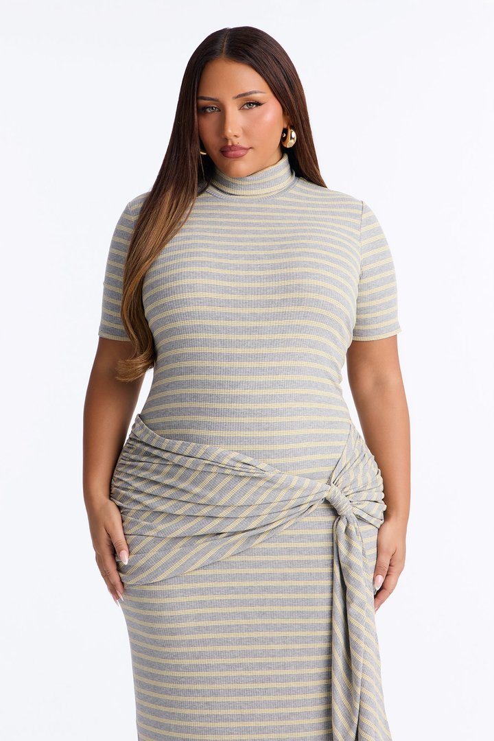 Montecito Ready Striped Ribbed Maxi Dress - Grey/combo