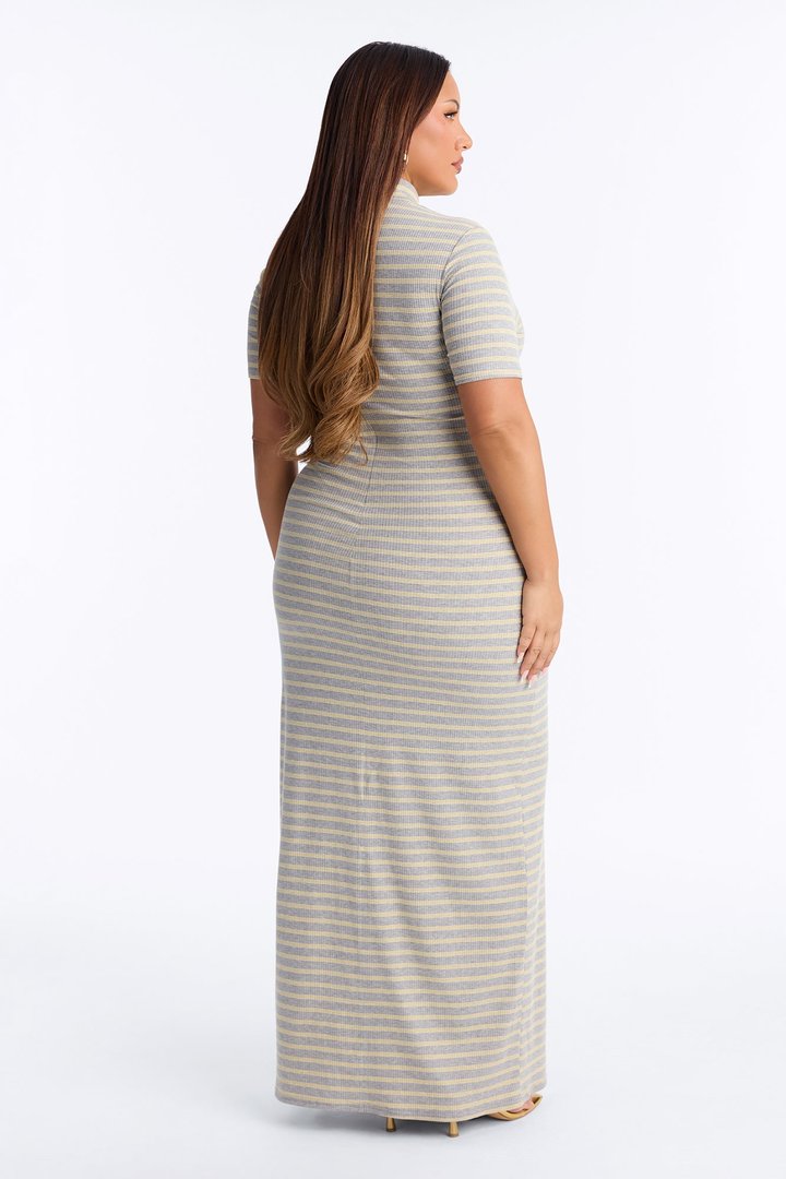 Montecito Ready Striped Ribbed Maxi Dress - Grey/combo