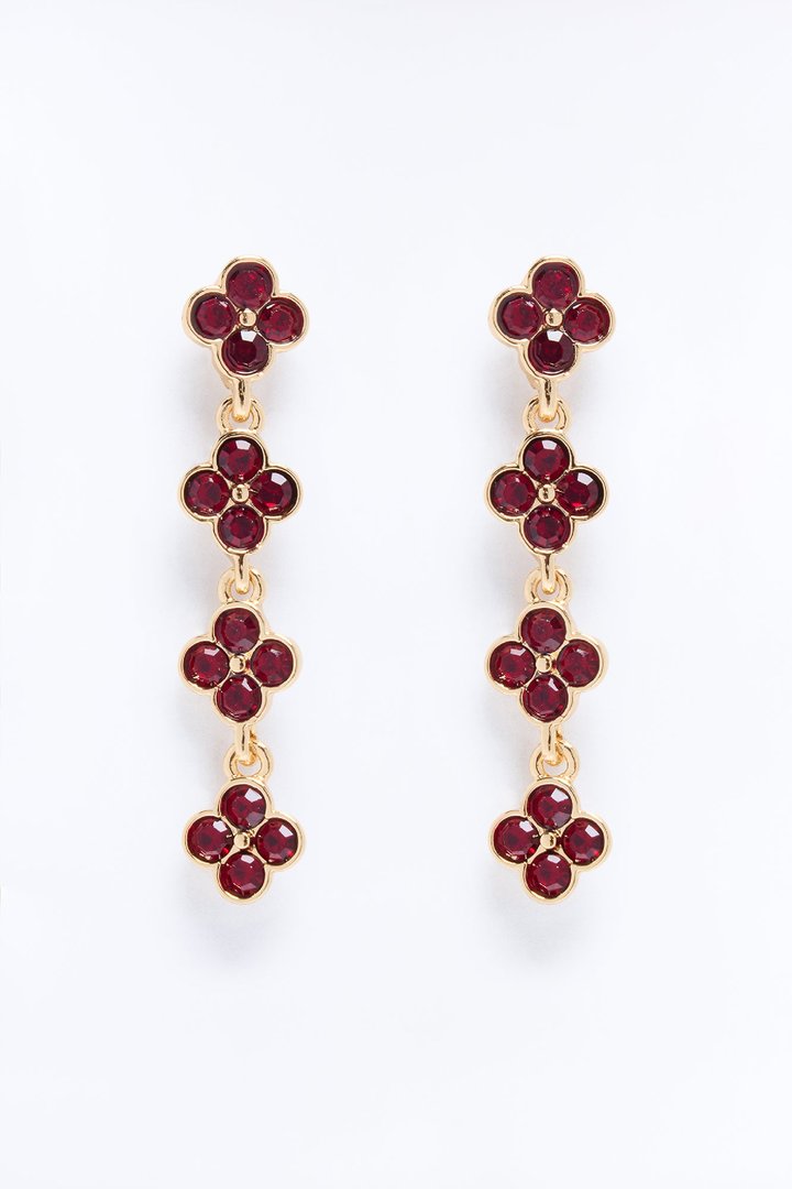 Mixed Emotions Linear Earrings - Gold/Red