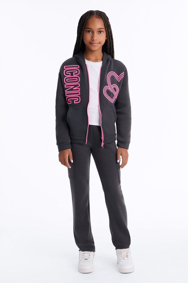 Mini Forever Iconic Fleece Jogger Pant Set - Dark Grey