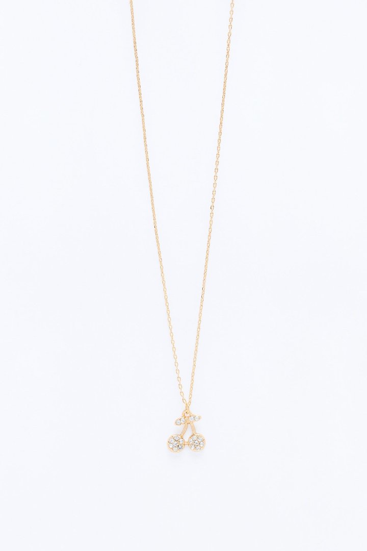Little Cherry Gem Necklace - Gold