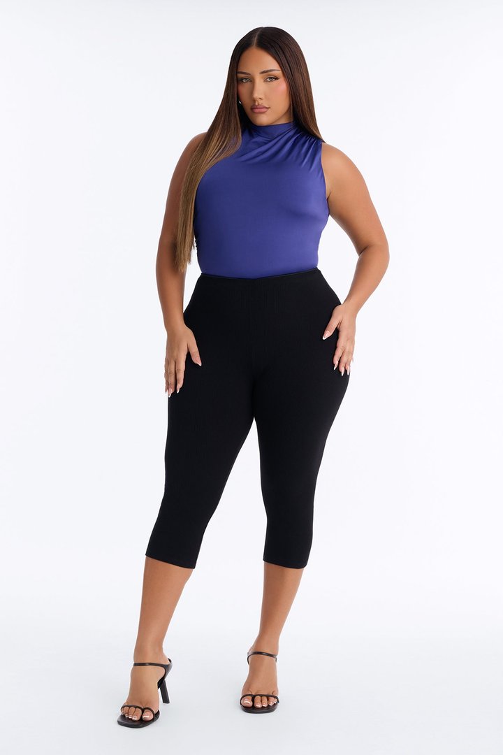 My Choice Ruched High Neck Bodysuit - Navy