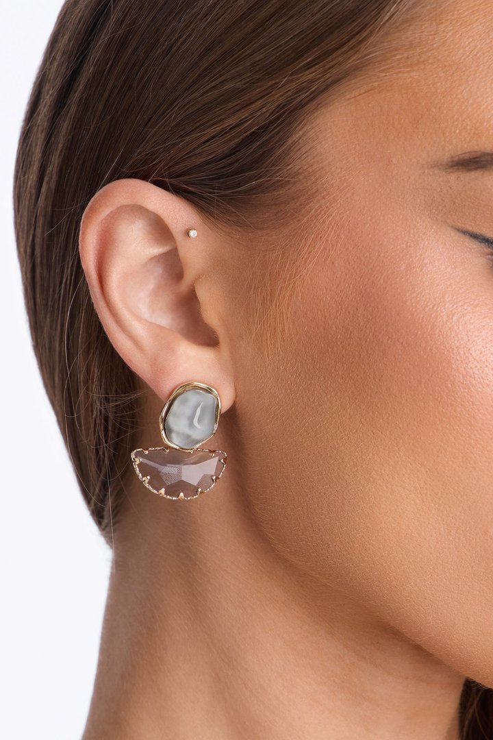 Stay Awhile Earrings - Grey/combo