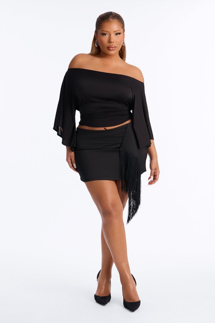Cierra Cinched Waist Short Sleeve Top - Black