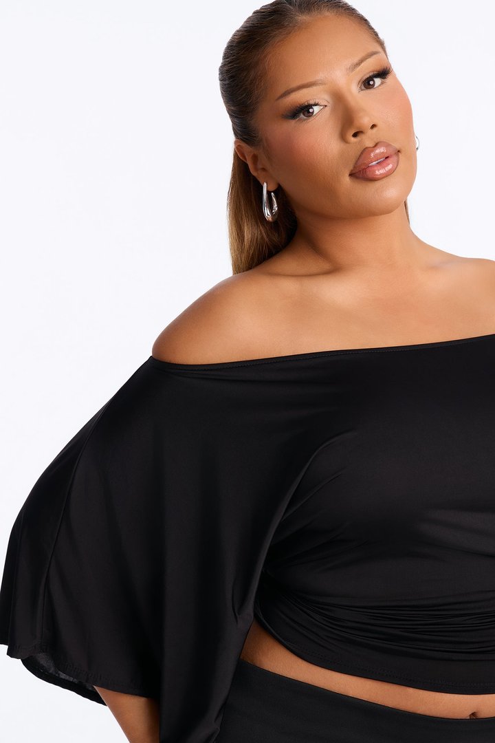 Cierra Cinched Waist Short Sleeve Top - Black