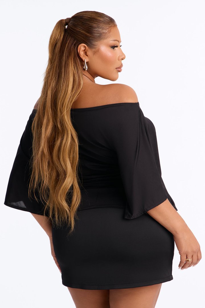 Cierra Cinched Waist Short Sleeve Top - Black