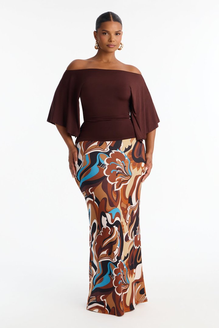 Cierra Cinched Waist Short Sleeve Top - Chocolate