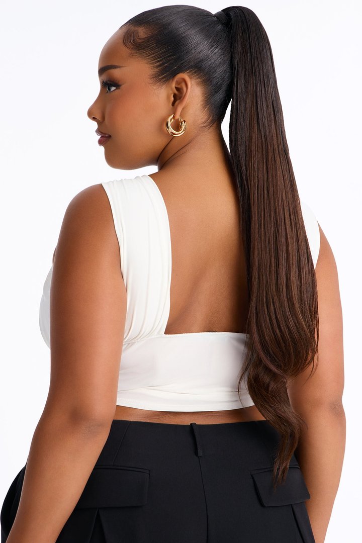 Layla Ruched Boat Neck Sleeveless Top - Ivory
