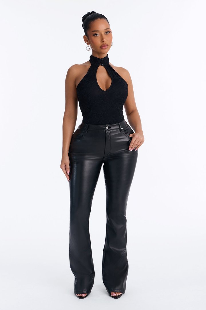 Sotainy Lace Mock Neck Bodysuit - Black