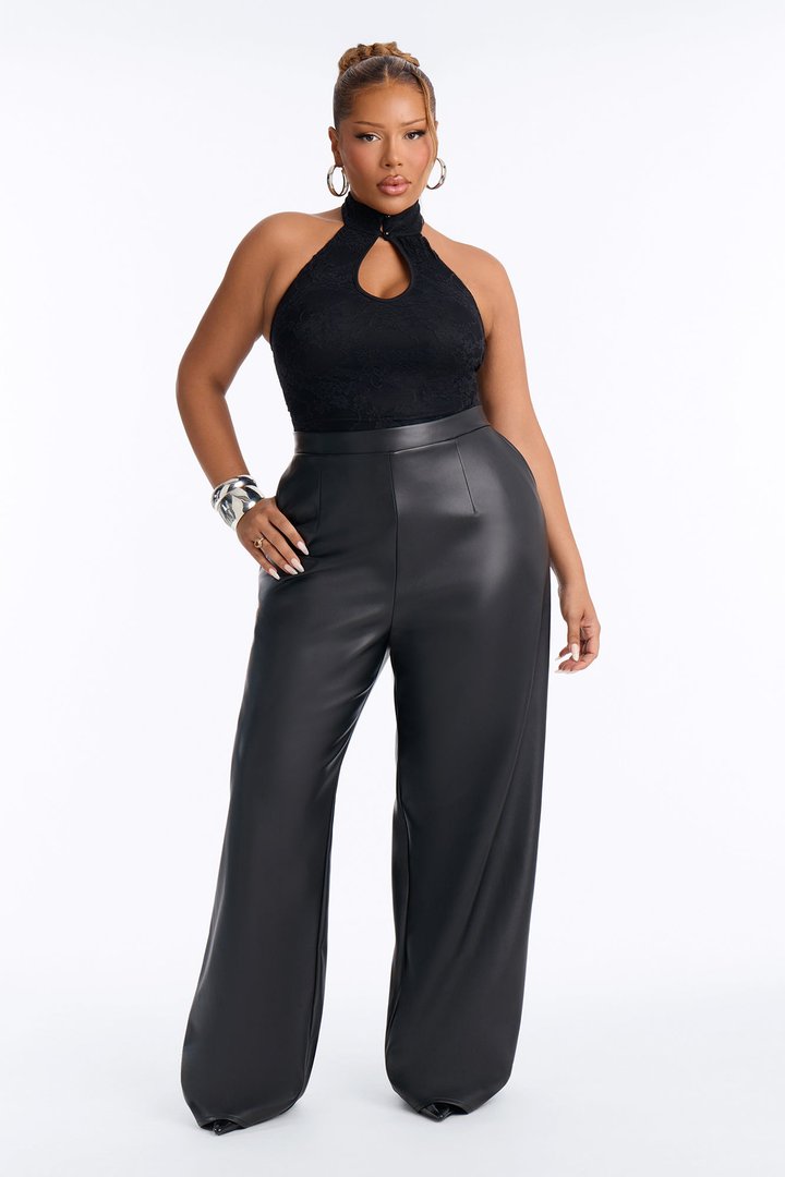 Sotainy Lace Mock Neck Bodysuit - Black