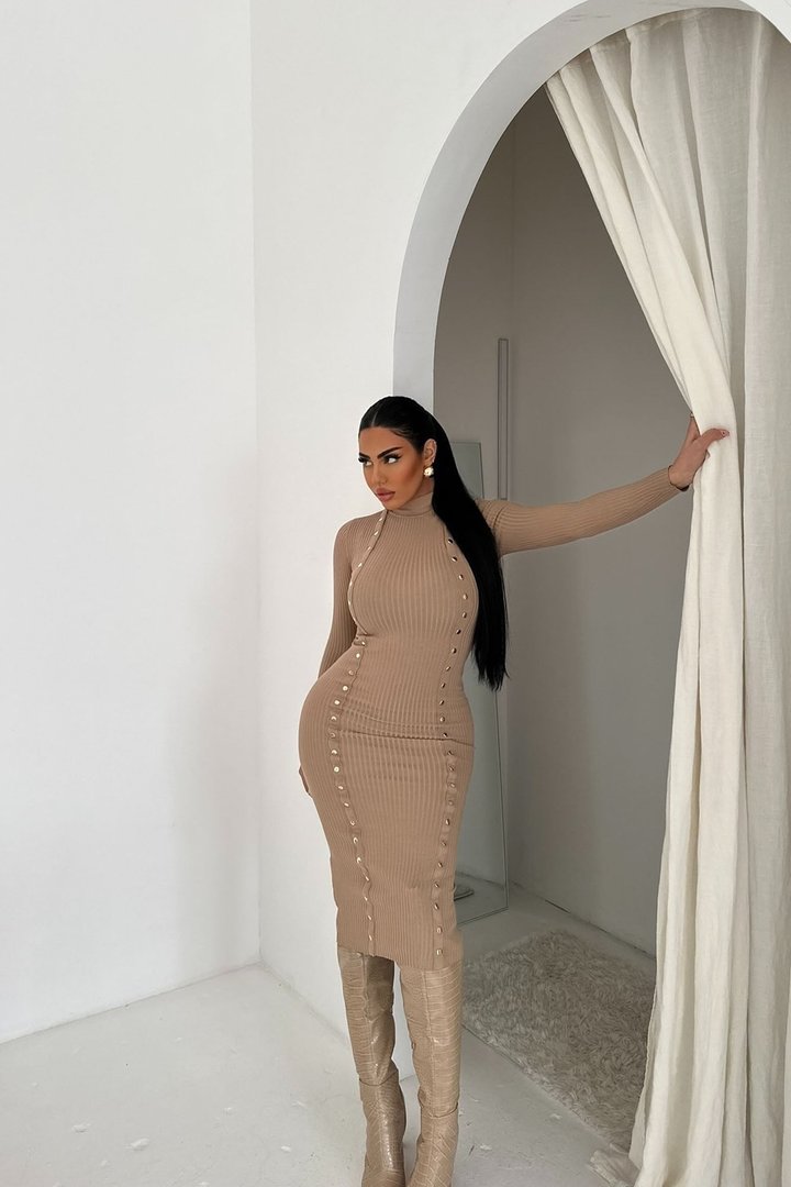 Oh Snap Sweater Maxi Dress - Taupe
