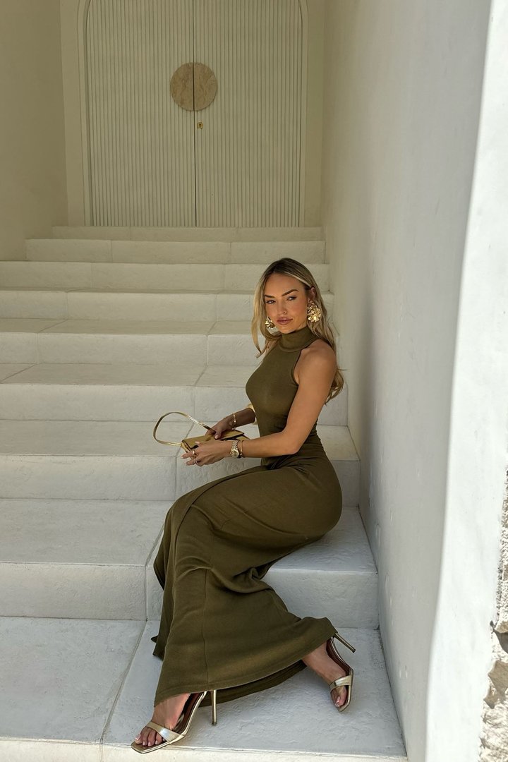 Miko Sweater Maxi Dress - Olive