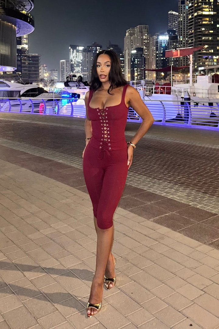 Carina Snatched Pant Set - Burgundy