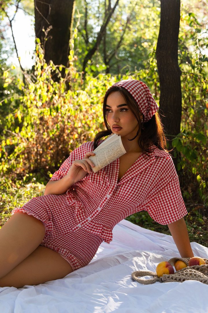 Still In Love Gingham Romper - Red/combo