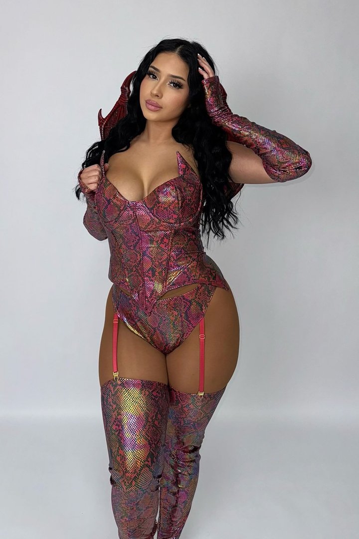 Breathing Fire Dragon 5 Piece Costume Set - Burgundy