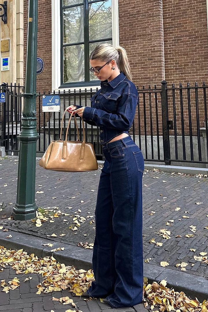 Nessa Denim Pant Set - Dark Wash