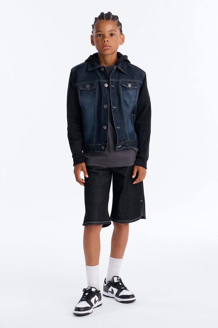 Mini Know For Sure Denim And Fleece Jacket - Black Wash