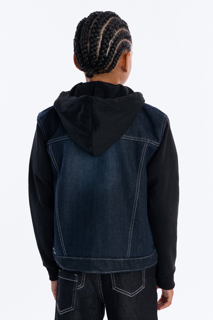 Mini Know For Sure Denim And Fleece Jacket - Black Wash