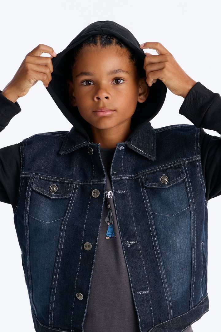 Mini Know For Sure Denim And Fleece Jacket - Black Wash