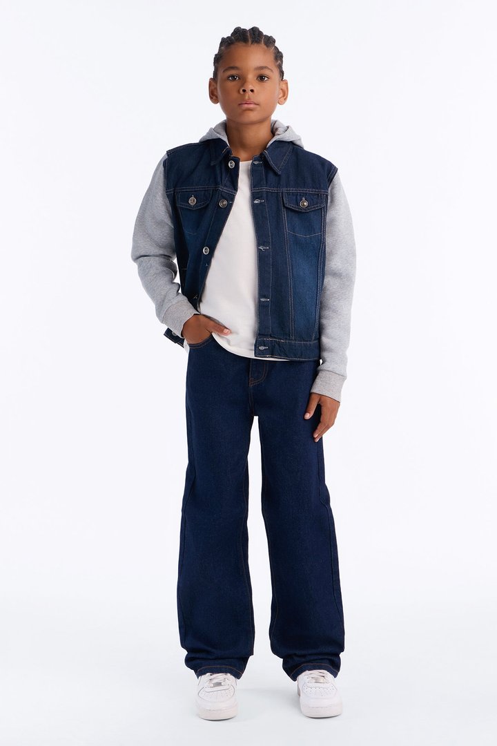 Mini Know For Sure Denim And Fleece Jacket - Medium Wash