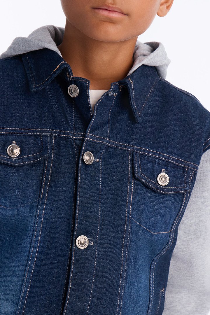 Mini Know For Sure Denim And Fleece Jacket - Medium Wash