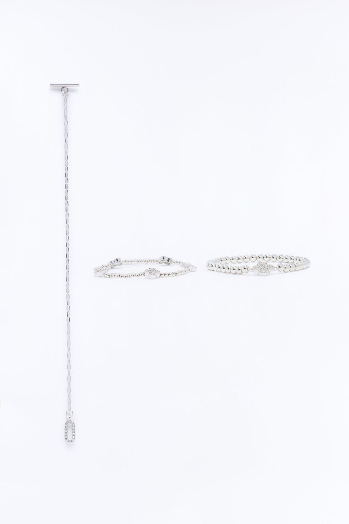 Bailey Beads 3 Piece Bracelet Set - Silver