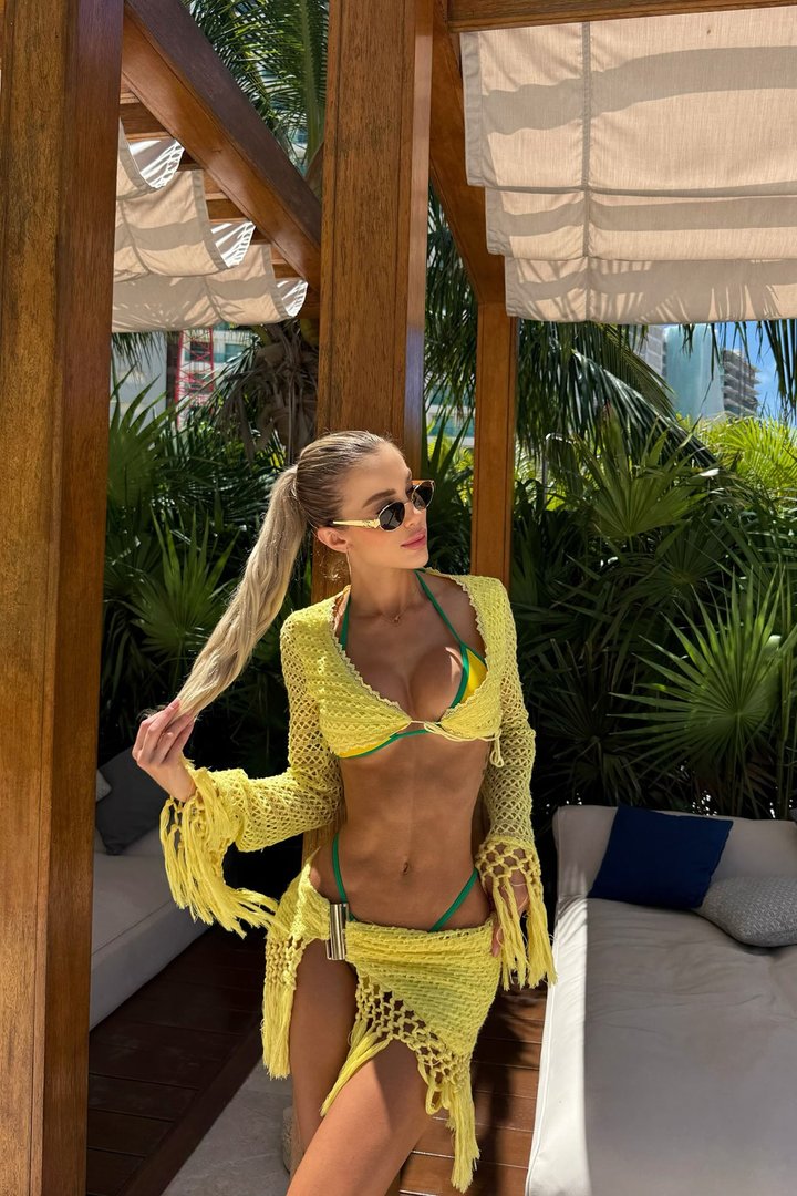 Don't Be Jealous Crochet Skirt Set - Yellow