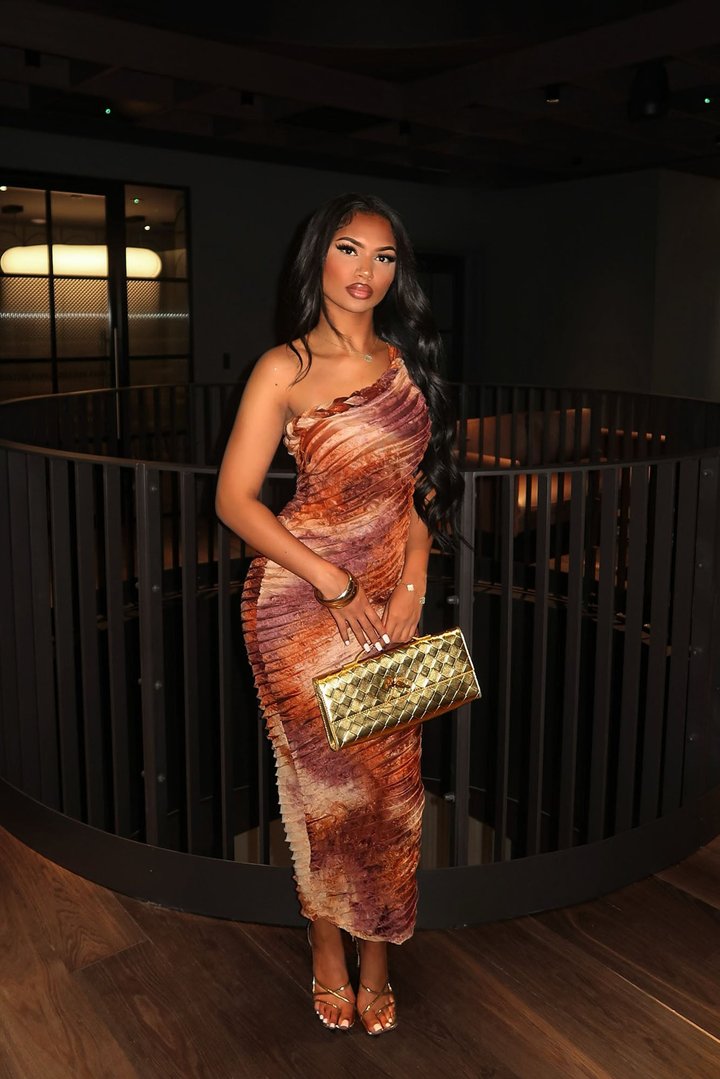 Maylee Textured Maxi Dress - Brown Combo