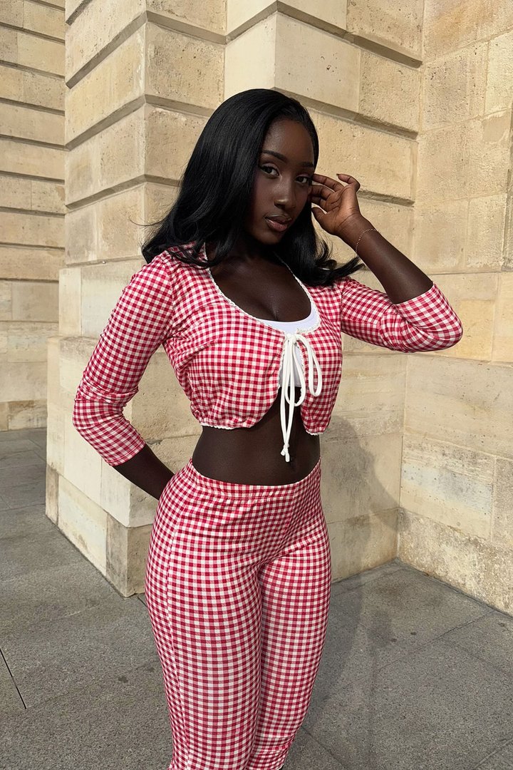 Sweet Talking Gingham Capri Legging - Red/White