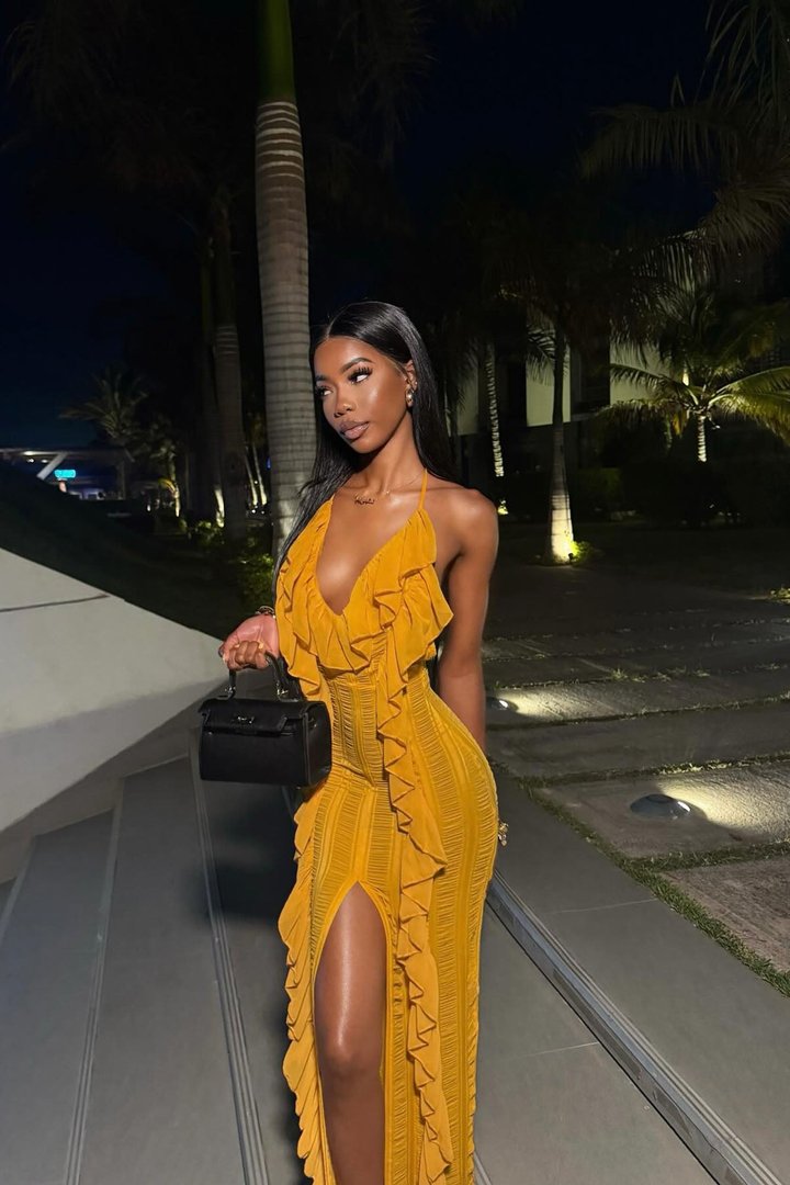 Devine Ruffle Maxi Dress - Mustard