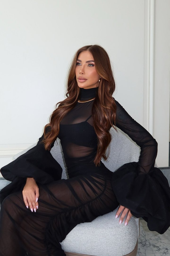Mila Sheer Maxi Dress - Black