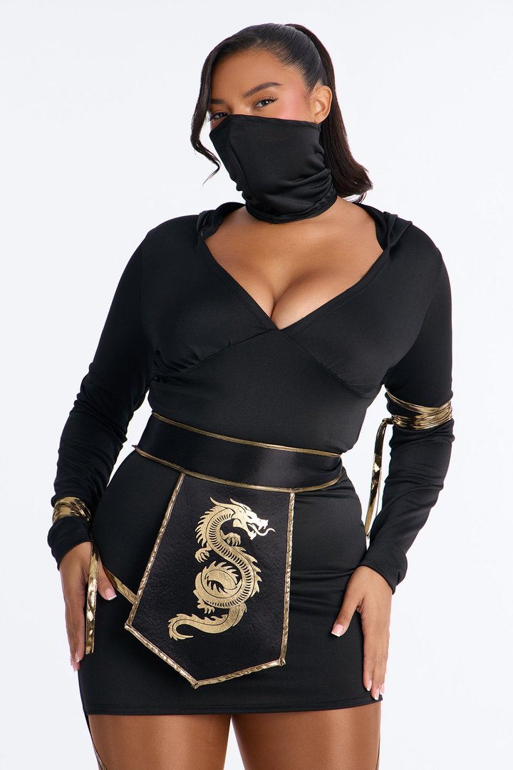 Keep On Slaying Ninja 3 Piece Costume Set - Black/Gold